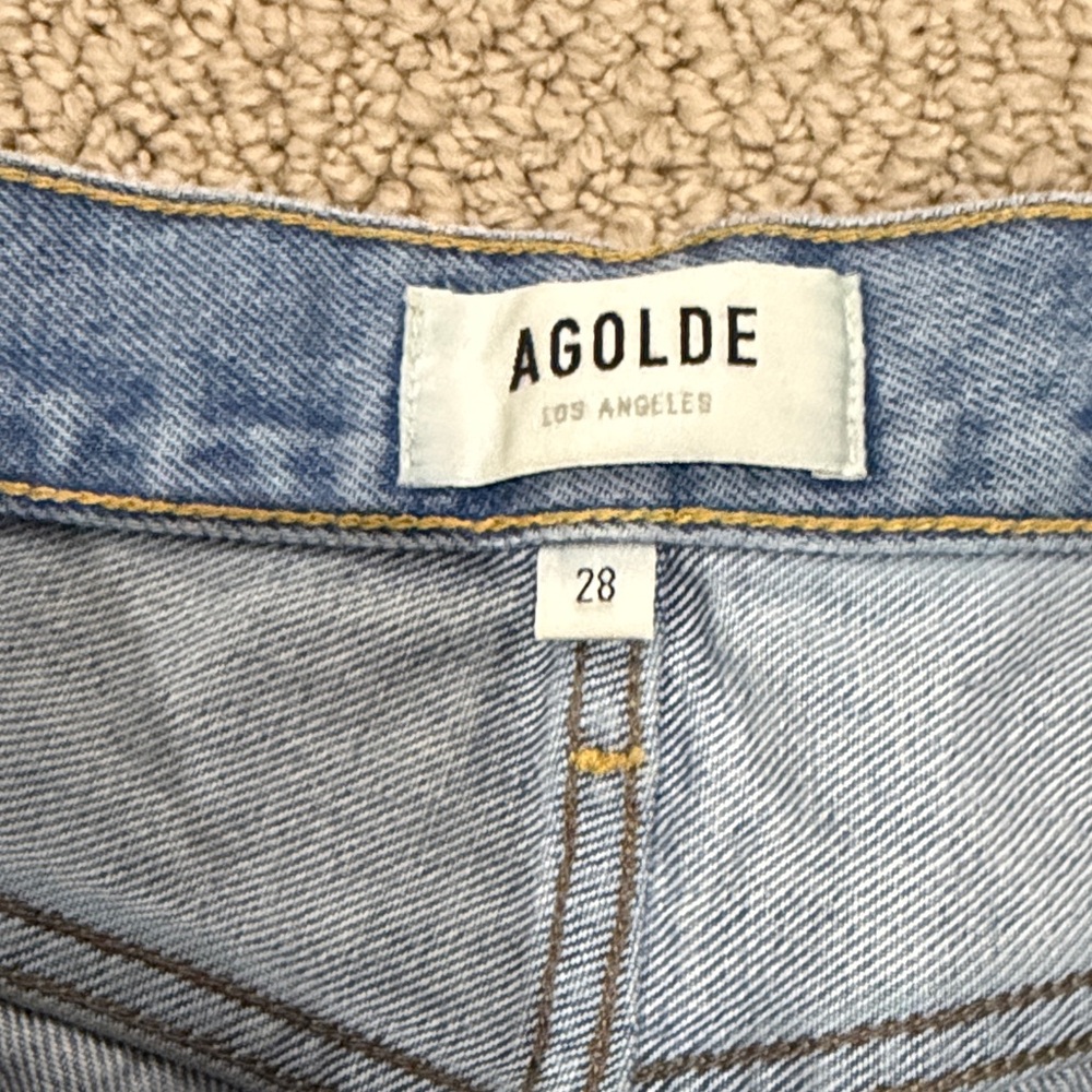 Agolde Parker Light Blue Distressed Cutoff Denim Shorts - Picture 2 of 4